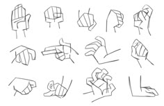 various hand gestures drawn in black and white