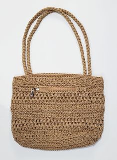 LINA Crochet Shoulder Handbag Purse Tote - Beige Width: 14" Height: 10" Depth: 4" Handle Drop: 11" One outside pocket Several inside pockets Pre-owned Good Condition Crocheted Handbag, Women Boho Style, Shopping Tote Bags, Bohemian Summer, Boho Bags, Jute Bags, Crochet Handbags, Summer Crochet, Shoulder Handbag