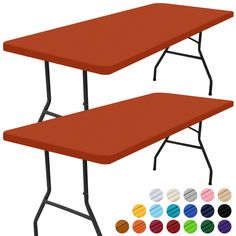 two tables with different colors and sizes for each table to sit on, one is red