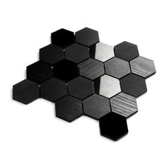 black and white hexagonal tiles on a white background