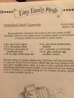 the recipe for grandma's beef casserole