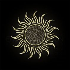 the sun with an intricate design on it