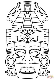 an african mask is shown in black and white