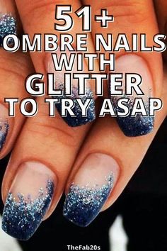 Ombre Nails With Glitter, Nail With Glitter, Ombre French Nails, Ombre Gel Nails, Cruise Nails, Glitter French Manicure, Ombre Manicure, Glitter Nails Acrylic