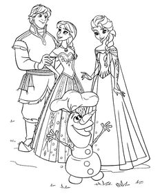 the frozen princess and her friends are talking to each other in this disney coloring page