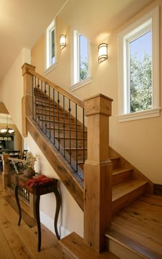 the stairs in this house are made of wood