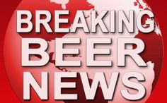 the breaking beer news logo is shown on a red and white background with an earth globe