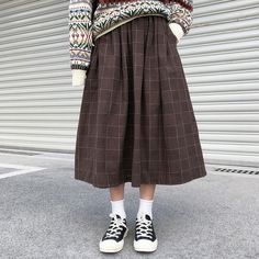 Baggy Plaid Midi Skirt - nightcity clothing Aesthetic Outfits Y2k, Y2k Aesthetic Fashion, High Waist Long Skirt, Y2k Aesthetic Outfits, Long Skirts For Women, Long Skirts, Plaid Fashion, Plaid Skirt, Edgy Outfits