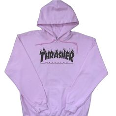 Brand New (Nwot). Thrasher Hoodie (Light Pink) With Thrasher Flame Logo On The Front (Black). Pink Hip Hop Sweatshirt With Letter Print, Pink Hip Hop Hoodie For Winter, Pink Logo Print Hoodie For Spring, Pink Hip Hop Sweatshirt For Spring, Pink Hooded Hip Hop Sweatshirt, Pink Long Sleeve Hoodie With Logo Print, Pink Hooded Hip Hop Top, Pink Cotton Hoodie With Adjustable Hood, Casual Pink Hoodie With Ribbed Cuffs