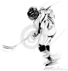 an ink drawing of a skier skiing down the slope in black and white stock image