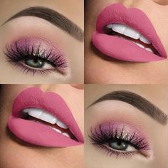 Pink Eye Makeup, Barbie Makeup, Glitter Eye Makeup, Pink Eye, Beautiful Eye Makeup, Makeup Designs, Makati