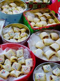 several bowls filled with different kinds of desserts