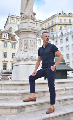 Polo Azul Marino Hombre Outfit, Navy Blue Trousers Outfit Men, Blue Trousers Outfit Men, Navy Blue Trousers Outfit, Blue Trousers Outfit, Trousers Outfit Men, Outfit Pantalon, Stanley Tucci