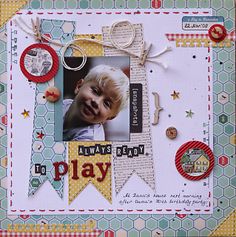 a scrapbook page with an image of a child's face