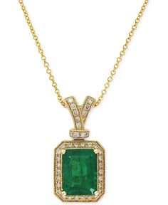 Brasilica by EFFY® Emerald (2-1/5 ct. t.w.) and Diamond (1/5 ct. t.w.) Pendant Necklace in 14k Gold, Created for Macy's 1800s Jewelry, Color Stone Pendant, Macys Jewelry, Misty Mountains, Ruby Rings, Rose Gold Wedding Bands, Emerald Pendant, Emerald Necklace, Bridal Bands