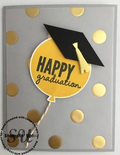 a graduation card that says happy graduation with a black cap and tassel on it