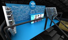 an interactive display for adidas is shown in this 3d image, with the company's logo on it