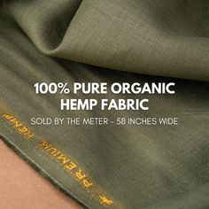 organic hemp fabric sold by the meter - 58 inches wide, 100 % pure organic hemp fabric