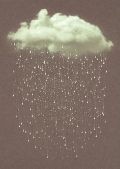 a cloud that is floating in the air with rain drops falling from it's sides