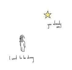 a person standing in front of a star with the words, you already are i want to be strong