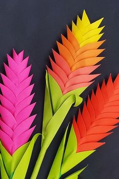 Diy Jungle Flowers, Diy Tropical Flowers, Tropical Paper Flowers Diy, Tropical Paper Flowers, Safari Vbs, Stick Flowers, Rainforest Crafts, Vbs Jungle