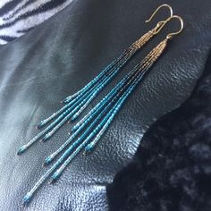 Long Seed Bead Earrings, Seed Bead Earring, Deep Blue Ocean, Bead Earring, Beaded Earrings Tutorials, Jewerly Beads, Ocean Sky, Beaded Earrings Patterns, Earring Tutorial