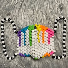 Handmade Design: Rainbow Drip Size: Standard Unisex Colors: Various Labor: 10 Hours Kandi Goggles, Scene Kandi, Sephora Face Mask, Kandi Mask, Rave Kandi, Rainbow Face, Lace Mask, Skull Face, Unicorn Plush