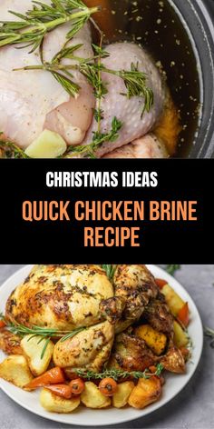 christmas ideas for quick chicken brine recipe in the crock pot with text overlay