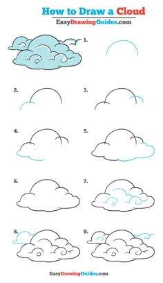 how to draw clouds for kids