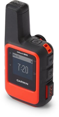 an orange and black garmin device on a white background