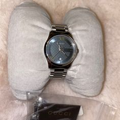 Ordered From Neiman Marcus, New With Tags No Original Gucci Box But Will Send In Another Watch Box. Has Extra Links, Never Worn Before. Price Is Negotiable. 100% Authentic, Make An Offer Or Message For More Pics! Gucci Automatic Watch For Formal Occasions, Gucci Silver Watch With Metal Dial, Gucci Designer Watch With Metal Dial, Modern Gucci Watch In White Gold, Designer Gucci Watch With Metal Dial, Modern Gucci White Gold Watch, Modern Gucci Analog Watch, Luxury Silver Gucci Watch, Designer Automatic Watches As Gift