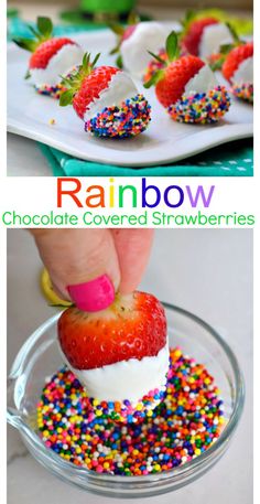 rainbow chocolate covered strawberries Rainbow Platter Parties Food, Rainbow Brunch Party, Part Food Ideas Birthday, Rainbow Strawberries Chocolate Covered, Rainbow Party Food Table, Unicorn Desserts Easy, Strawberry Rainbow Cake, Cocomelon Snack Table, Easy Unicorn Birthday Party Ideas