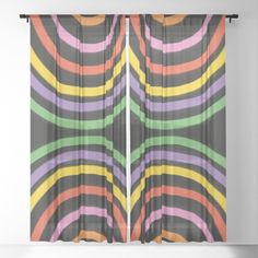 an abstract curtain with multicolored stripes