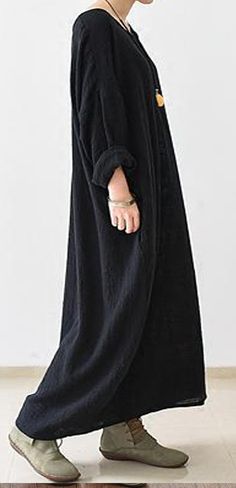 Organic nature Fabric hand made custom Made  Black Long Sleeve Maxi Women Dresses Casual Plain Solid Linen Dress, Casual Solid Linen Dress For Daywear, Oversized Solid Color Summer Maxi Dress, Oversized Solid Color Maxi Dress For Summer, Casual Black Linen Vacation Dress, Casual Solid Color Maxi Dress With Relaxed Fit, Summer Linen Long Sleeve Dress, Casual Long Sleeve Pleated Maxi Dress, Long Sleeve Linen Dress For Summer