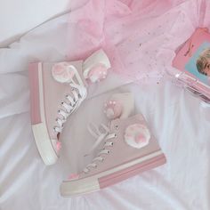 Advbridge Japanese pink meow girl cute high-top fantasy canvas shoes sweet lolita shoes tea party kawaii princess kawaii shoes vintage Nepeta Aesthetic, Emo Sneakers, Kawaii Wardrobe, Japanese Pink, Cats Paw, Kawaii Princess, Shoes And Socks, Cat's Paw, Kawaii Shoes