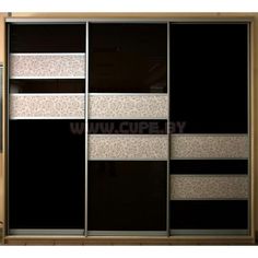 an open sliding door with black and white panels