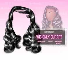 the wig only clipart is displayed on a pink background