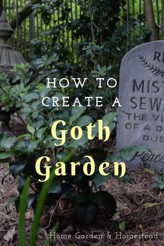 a grave with the words how to create a goth garden