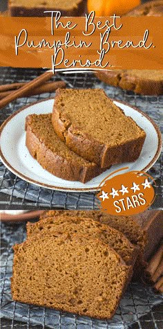 two slices of pumpkin bread on a plate