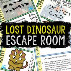 the lost dinosaur escape room is filled with cards and numbers to help kids learn how to use