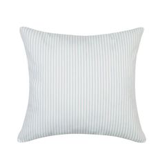 a white and blue striped pillow on a white background