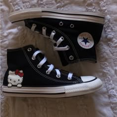 Brand New In The Box Never Worn Cute Little Hello Kitty On The Sides Of Both Shoes Women’s Size Vinted App, Hello Kitty Converse, Shoes Hello Kitty, Cute Converse Shoes, Hello Kitty Black, Cute Converse, Hello Kitty Things, Hello Kitty Shoes, Pretty Sneakers