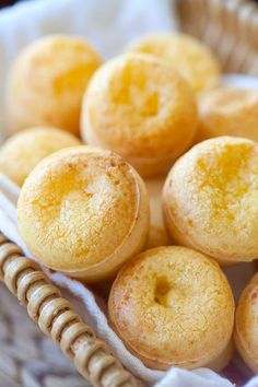 small pastries in a wicker basket on a table