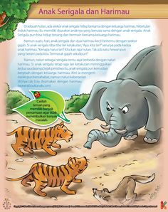 an illustrated book with two animals and one elephant on the cover, which reads anak seriga dan hammau