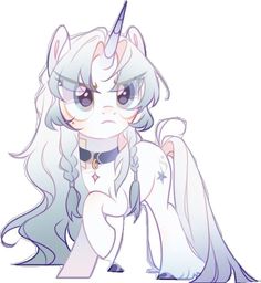 a drawing of a unicorn with long hair