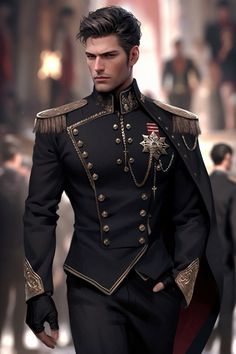 Royal Outfits Male, Fantasy Fashion Male, Smart Casual Menswear, King Outfit, Casual Menswear, Classy Suits, Royal Outfits, Fashion Suits For Men, Military Uniform