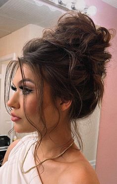 updo hairstyles, messy updo hairstyles, updo hairstyles for long hair, updo hairstyles for wedding, prom updo, prom hairstyles, updo hairstyles medium length Wispy Face Framing, High Updo, High Bun Hairstyles, Half Updo Hairstyles, Wedding Hairstyles Bridesmaid, Updos For Medium Length Hair, Messy Bun Hairstyles, Hair Up Styles