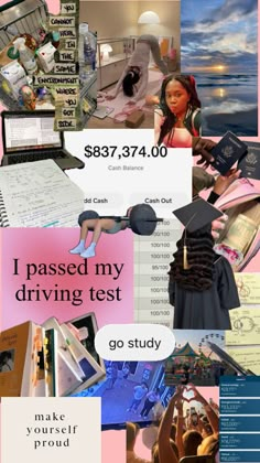 collage of images with text that reads, i passed my driving test go study