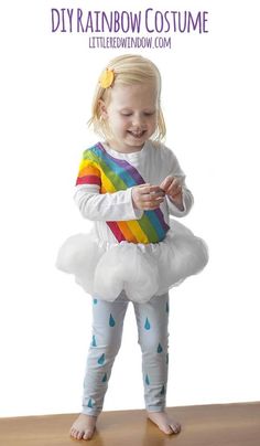 Diy Rainbow Costume, Free Halloween Costumes, Craft Night Projects, Deer Halloween Costumes, Cloud Costume, Rainbow Costume, Autumnal Decor, Rainbow Costumes, Sun Hair