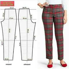 a women's pants pattern with measurements